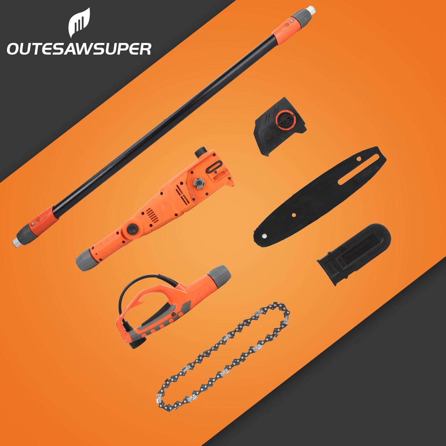 OUTESAWSUPER Electric Pole Saw for Tree Trimming 8-Inch Corded Telescoping Power Pole Saw Adjustable Head Pole Chainsaw for Tree Trimming Courtyard Household