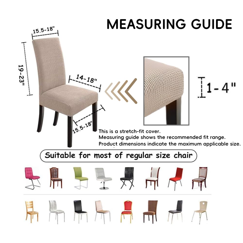 NORTHERN BROTHERS Dining Chair Covers Seat Parson Chair Slipcover for Dining Room Set of 4, Khaki