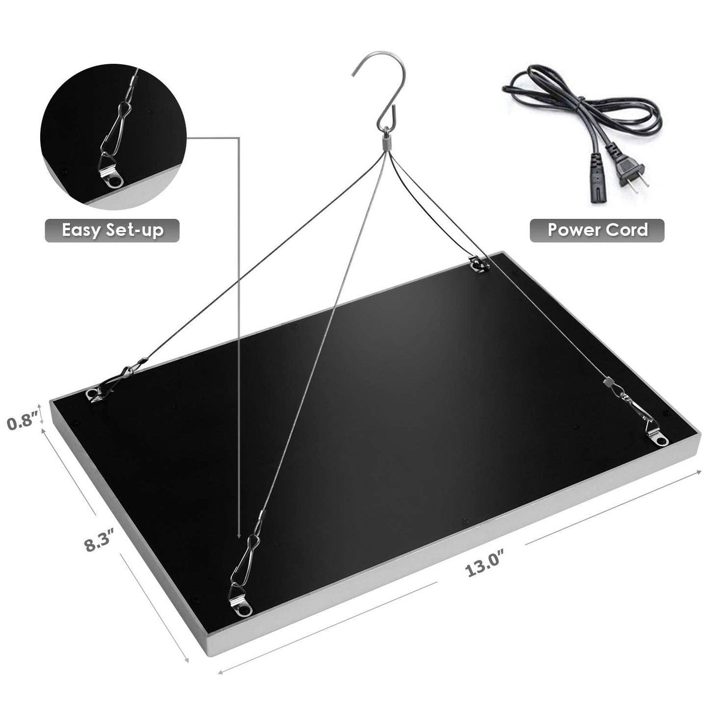Diboys LED Grow Light for Indoor Plants, 45W Plant Lights Full Spectrum Panel Grow Light for Seedlings, Succulents, Micro Greens, Vegetable and Flower, 2 Pack
