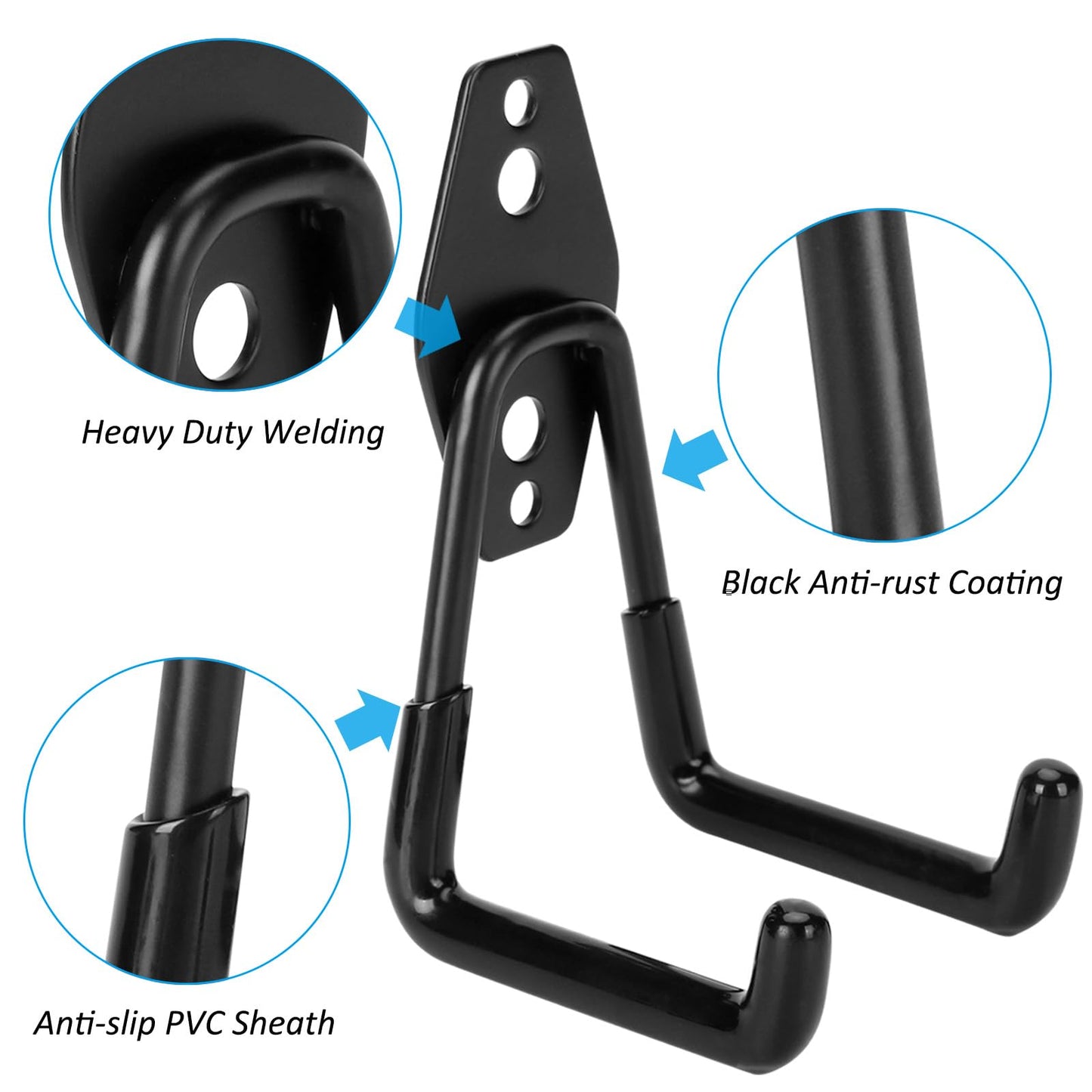 Suprom 6 Pack Garage Hooks Heavy Duty - Supports 100 lbs, Utility Steel Garage Hanger & Organizer for Organizing Garden Lawn Tools, Ladders, Garden Hose, Digging Shovel, Bikes, Ropes