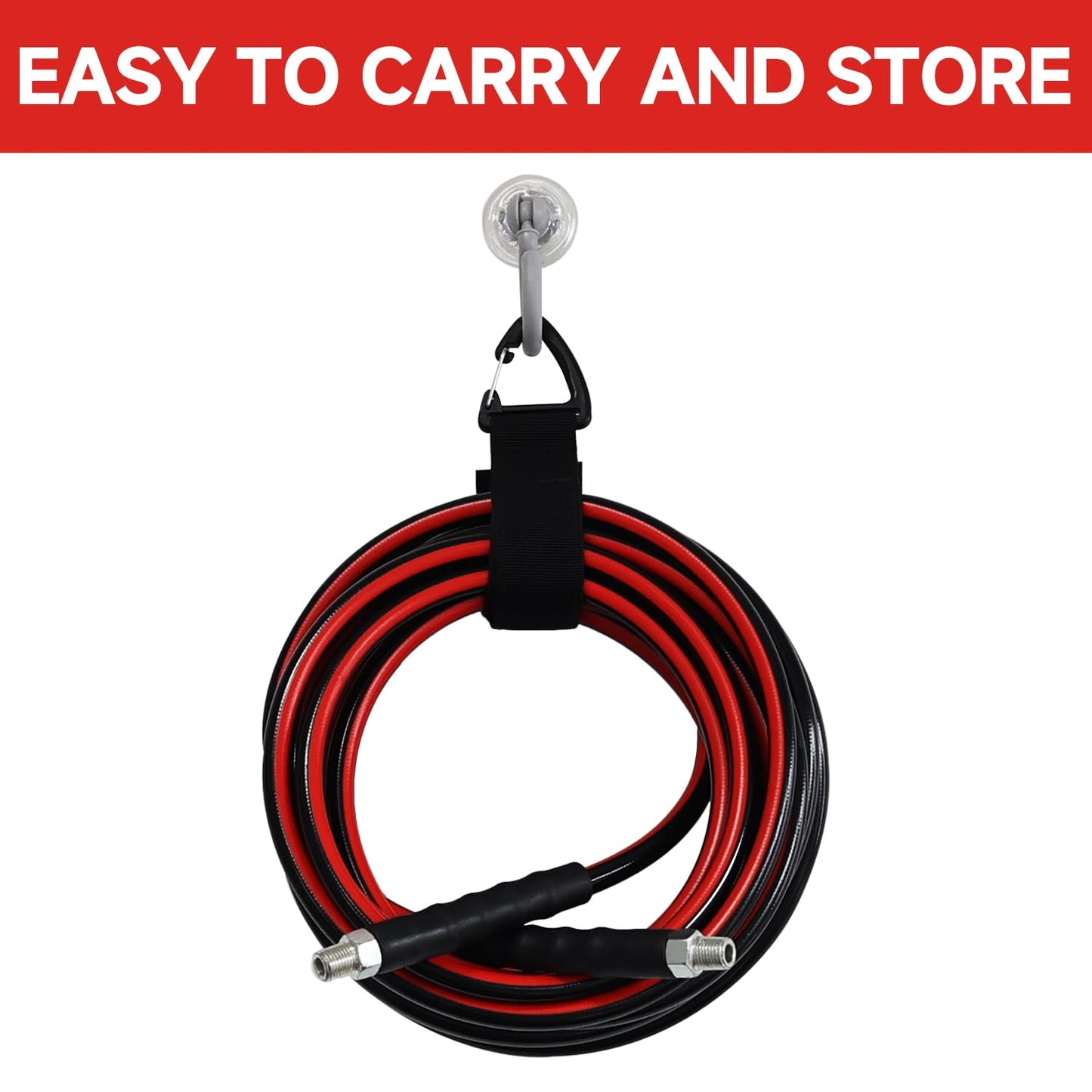 Sewer Jetter Kit for Pressure Washer 100FT, Drain Cleaner Hose 1/4 Inch NPT, NPT Corner Swivel and Push Button Nose Sewer Jet Nozzle Wrenches Gloves Waterproof Tape Pearl Brooch,5800PSI