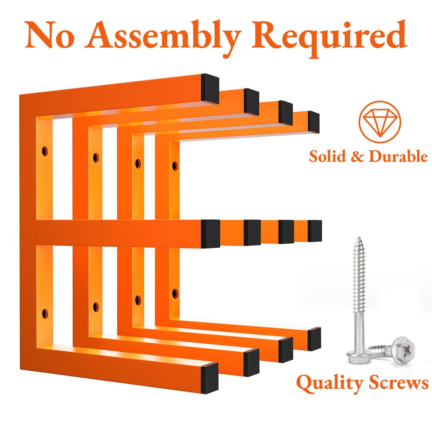 MOOMSINE Lumber Storage Rack Wall Mounted, 6-Level Holds Up 1200 Lbs Heavy Duty Wood Organizer, Metal Shelf for Shed, Workshop, Garage - 4pack, Orange