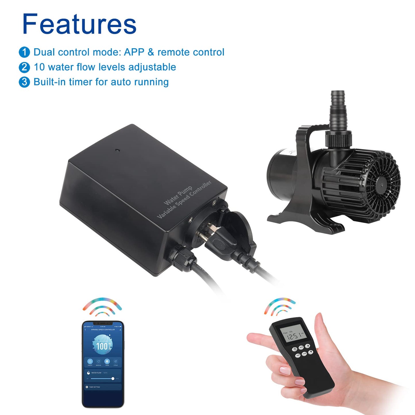 Water-Rebirth Variable Speed Controller for Asynchronous Garden Pond Waterfall Fountain Pump