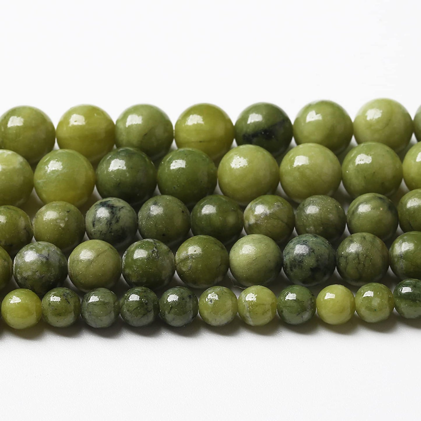 90PCS 8mm Natural Chinese Green Jade Beads Gemstone Round Loose Beads for Jewelry Making DIY Bracelet Necklace 32" 2 Strands