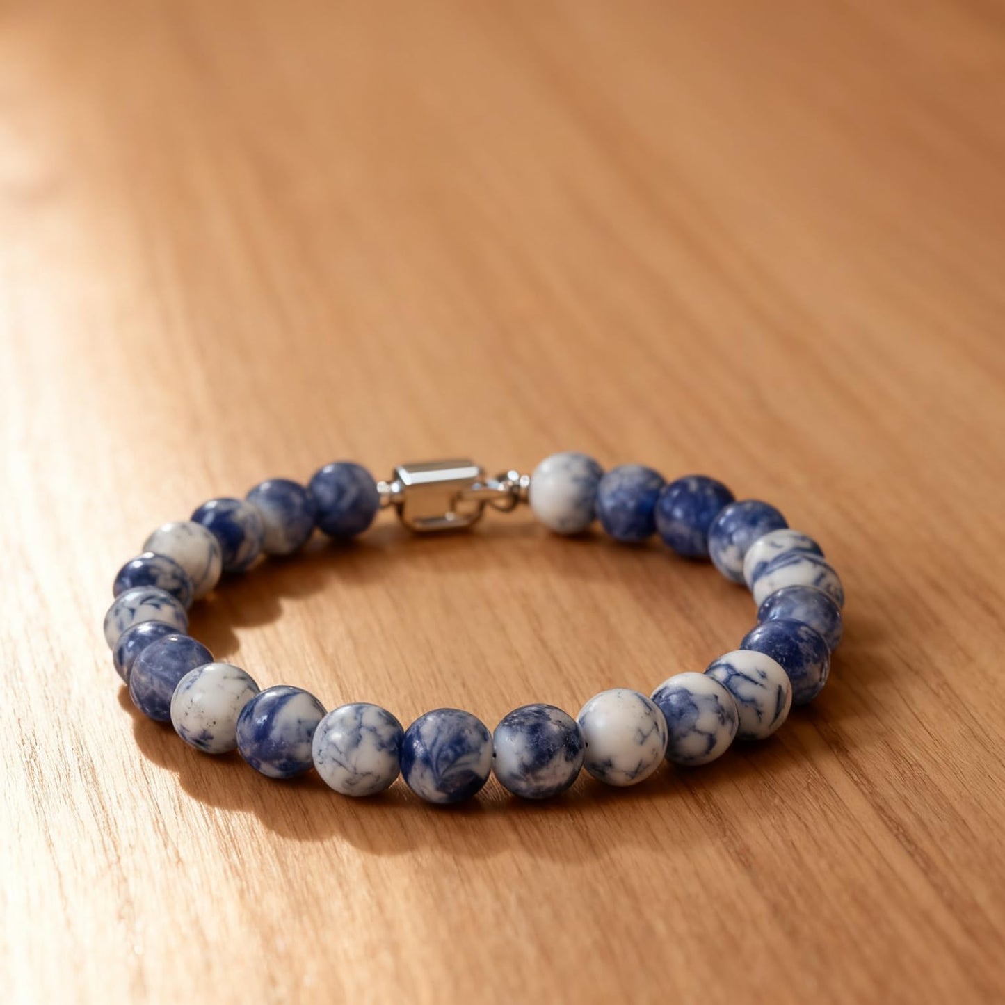 About 60pcs 6mm Natural Stone Beads White Blue Sodalite Beads Energy Crystal Power Gemstone for Jewelry Making, DIY Bracelet Necklace