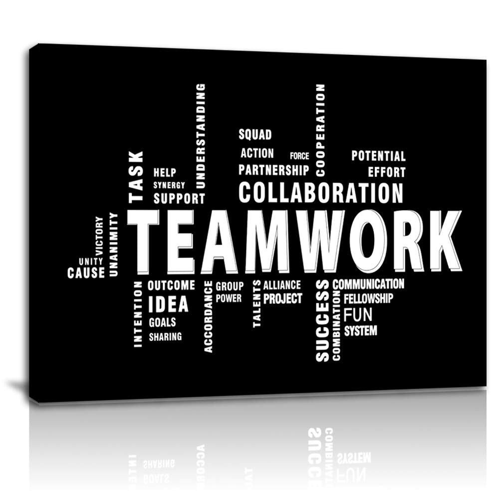 Teamwork Canvas Wall Art - Large Framed Motivational Quotes Artwork Modern Home Decor - Inspirational Posters Decor For Office Framed Ready to Hang