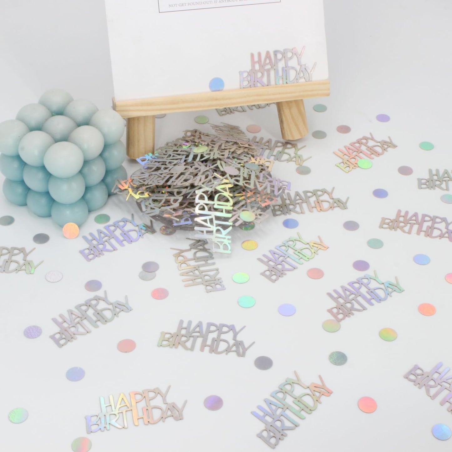 Blopee Birthday Confetti for Table Happy Birthday Decorations, 270 PCS Iridescent Confetti for Iridescent Party Decorations