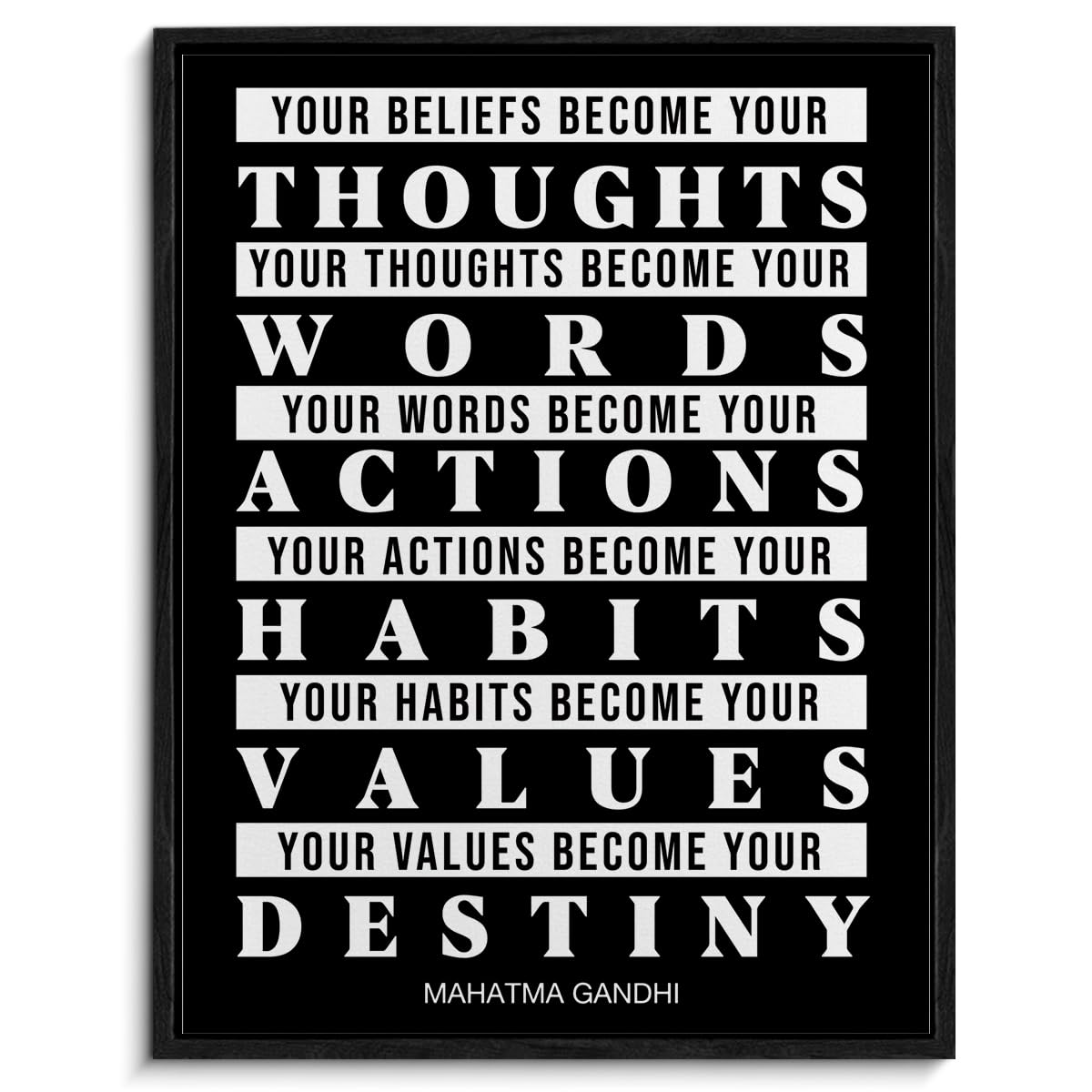 Inspirational Framed Canvas Wall Art Positive Watch Your Thoughts Poster Print Wall Decor Motivational Painting for Home Bedroom Office Decoration 11.5x15 Inches