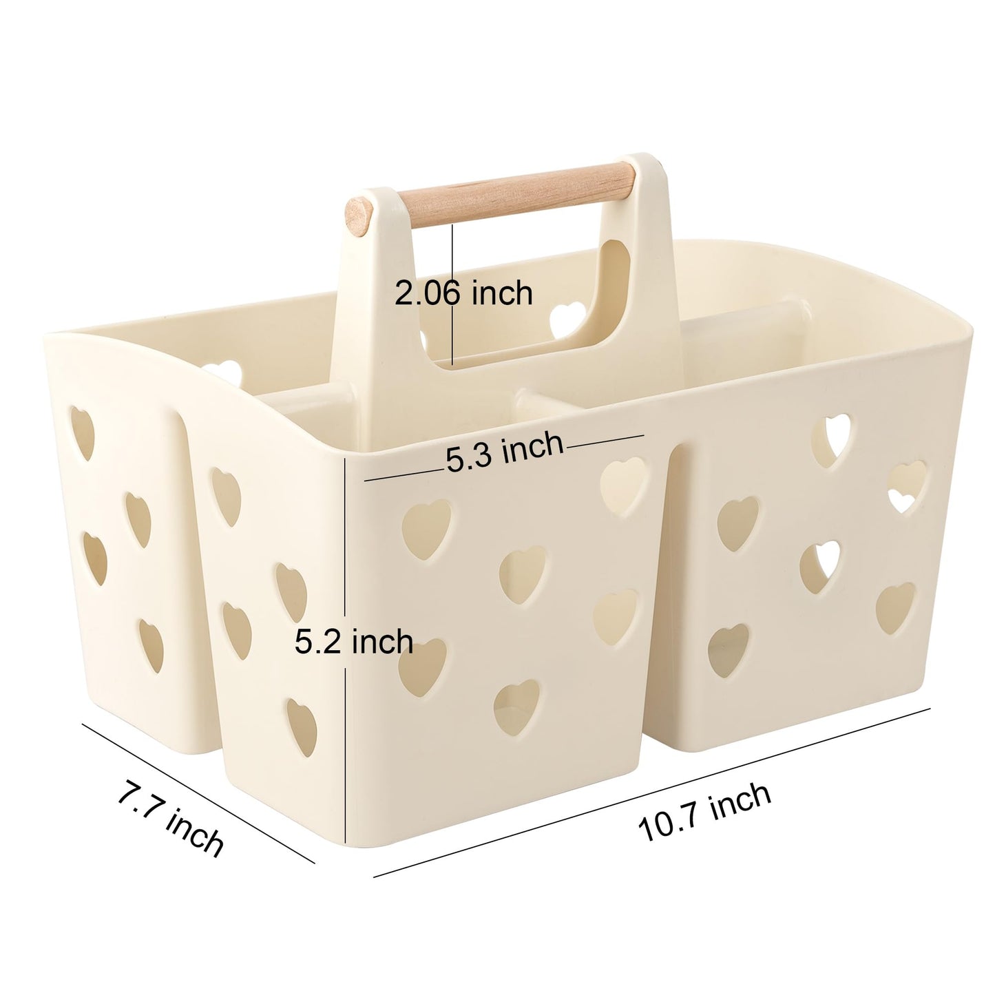 Anyoifax Portable Shower Caddy Plastic Shower Basket Organizer Divided Bathroom Caddy Storage Cleanning Caddy Tote with Handle for College, Dorm Room, Kitchen, Beige