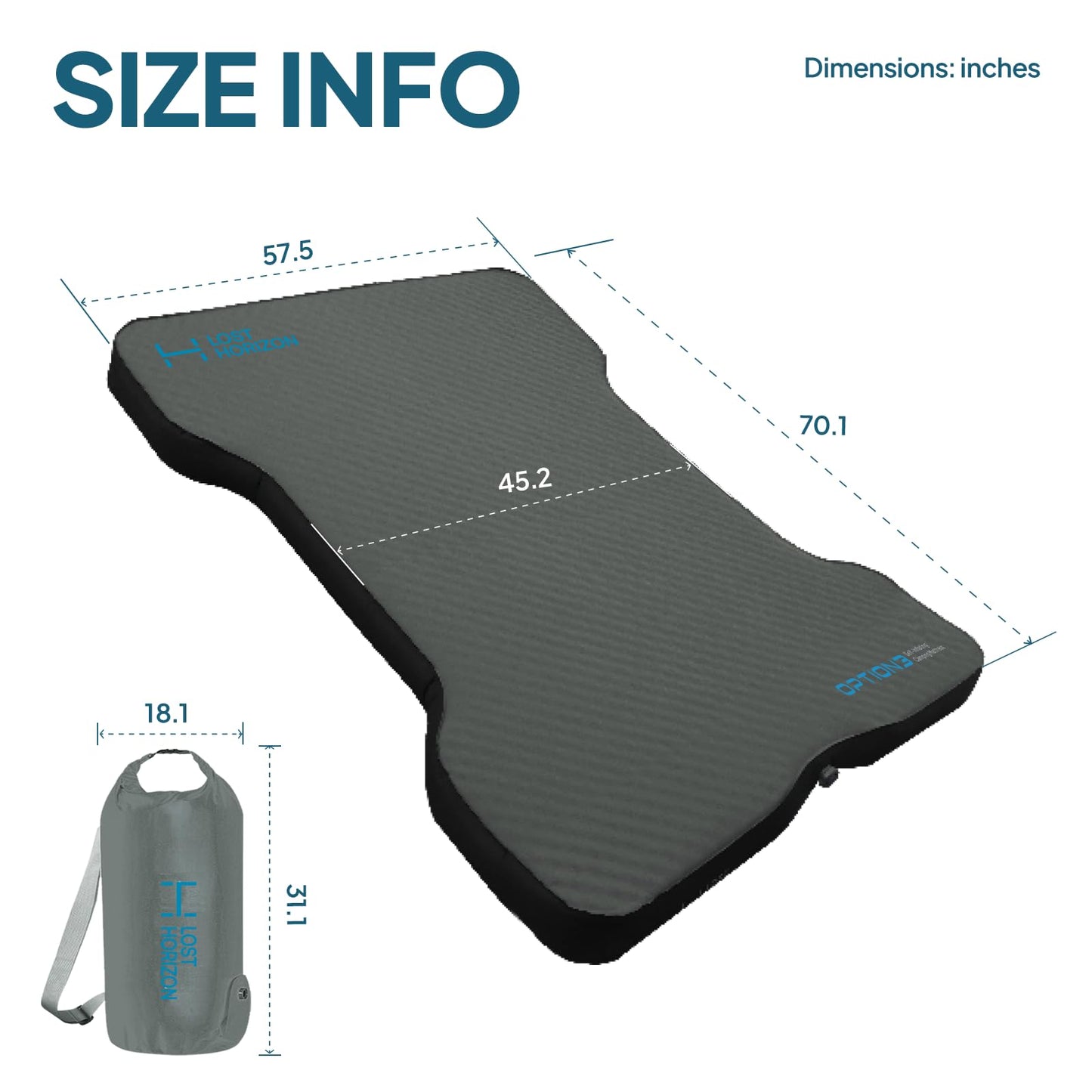 LOSTHORIZON Truck Bed Camping Air Mattress with Foam, Self Inflating Sleeping Pad for Full Size 6-6.5FT with Pump Sack, 4.5" Thick