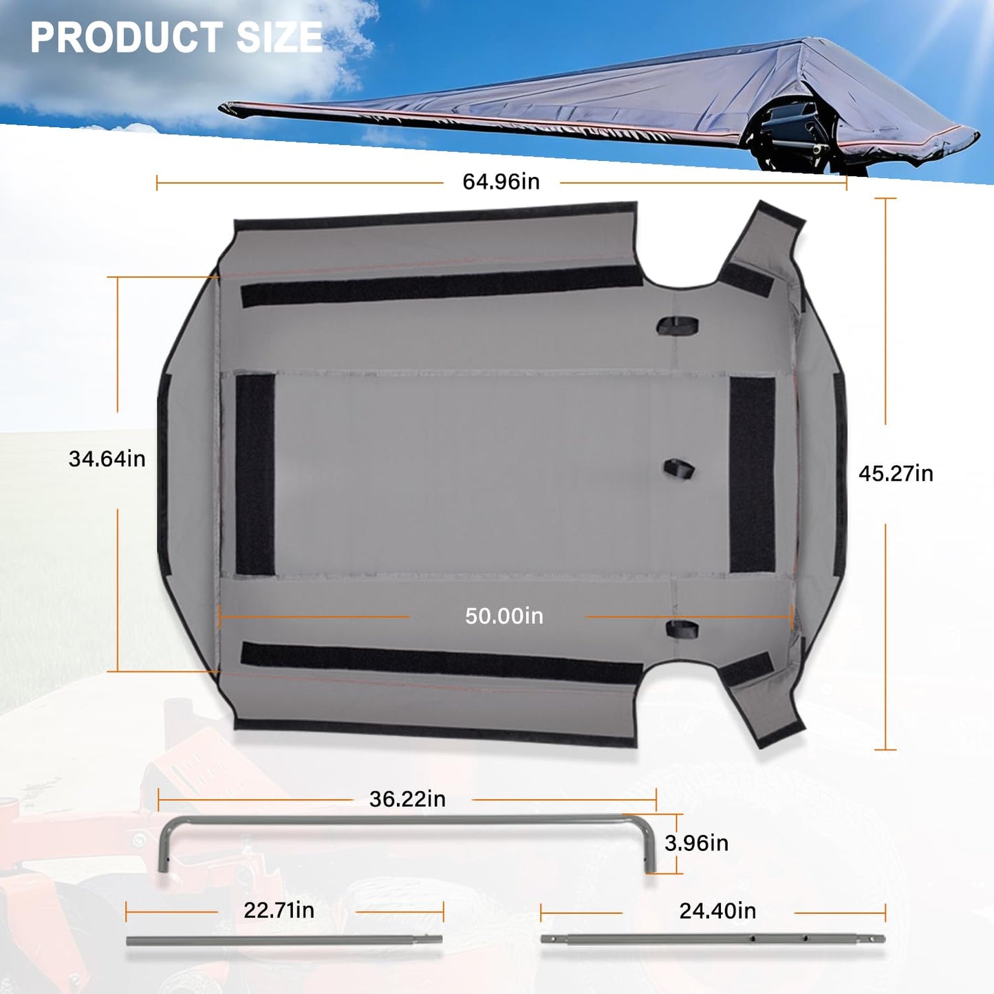 Bonbo 596542901 Riding Mower Sun Shade Sun Canopy Fits for Husqvarna Zero Turn Mowers and Lawn Tractors with ROPS Bars Heavy Duty Riding Mower Sun Canopy