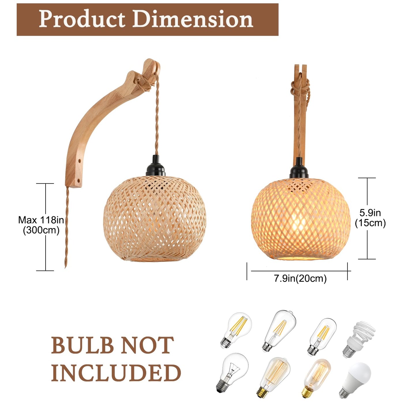 CAFULAM Plug in Wall Sconce,Farmhouse Wicker Wall Lamp Plug in,Hand Woven Rattan Wall Light Farmhouse Rustic Boho Sconces Wall Lighting for Living Room Bedroom