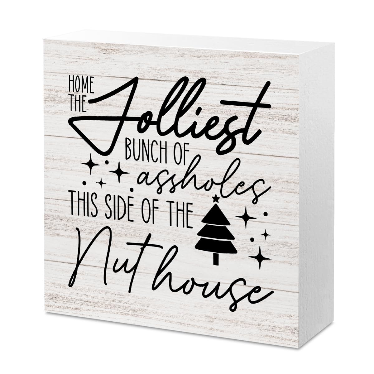 Christmas Decor Christmas Wooden Sign Christian Desk Decor Christmas Vacation Humor Quote Sign Home Office Desk Table Cubicle Shelf Decor Gifts for Women 5 x 5 inch