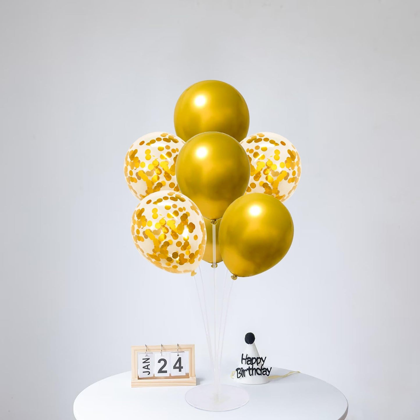 6 Set Balloon Stand Kit for Table Centerpieces With Balloon and Base Party Decorations for Birthday Wedding Retirement Graduation Baby Shower (Gold)