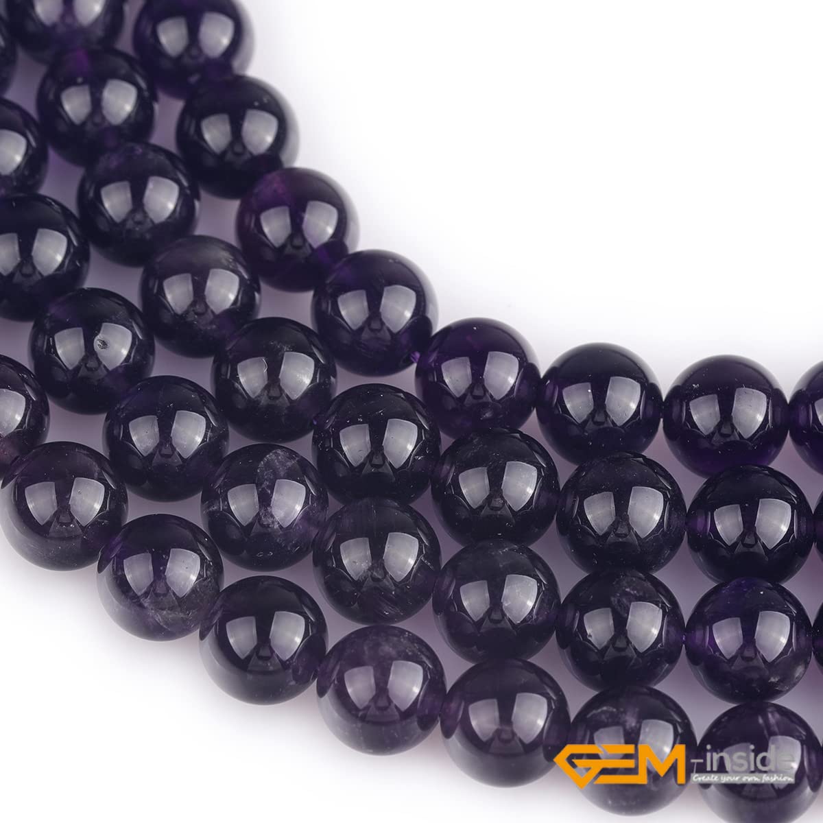 GEM-Inside Natural 8mm Amethyst Gemstone Loose Beads Round Crystal Energy Stone Power for Jewelry Making 15"