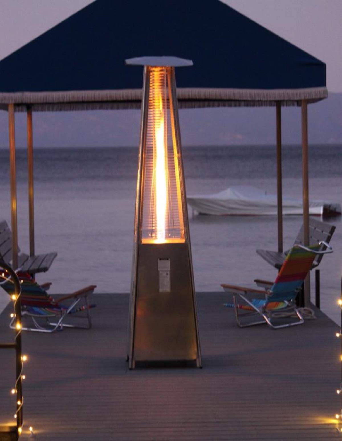 AZ Patio Pyramid Glass Tube Propane Gas Patio Heater, Stainless Steel, CSA certified