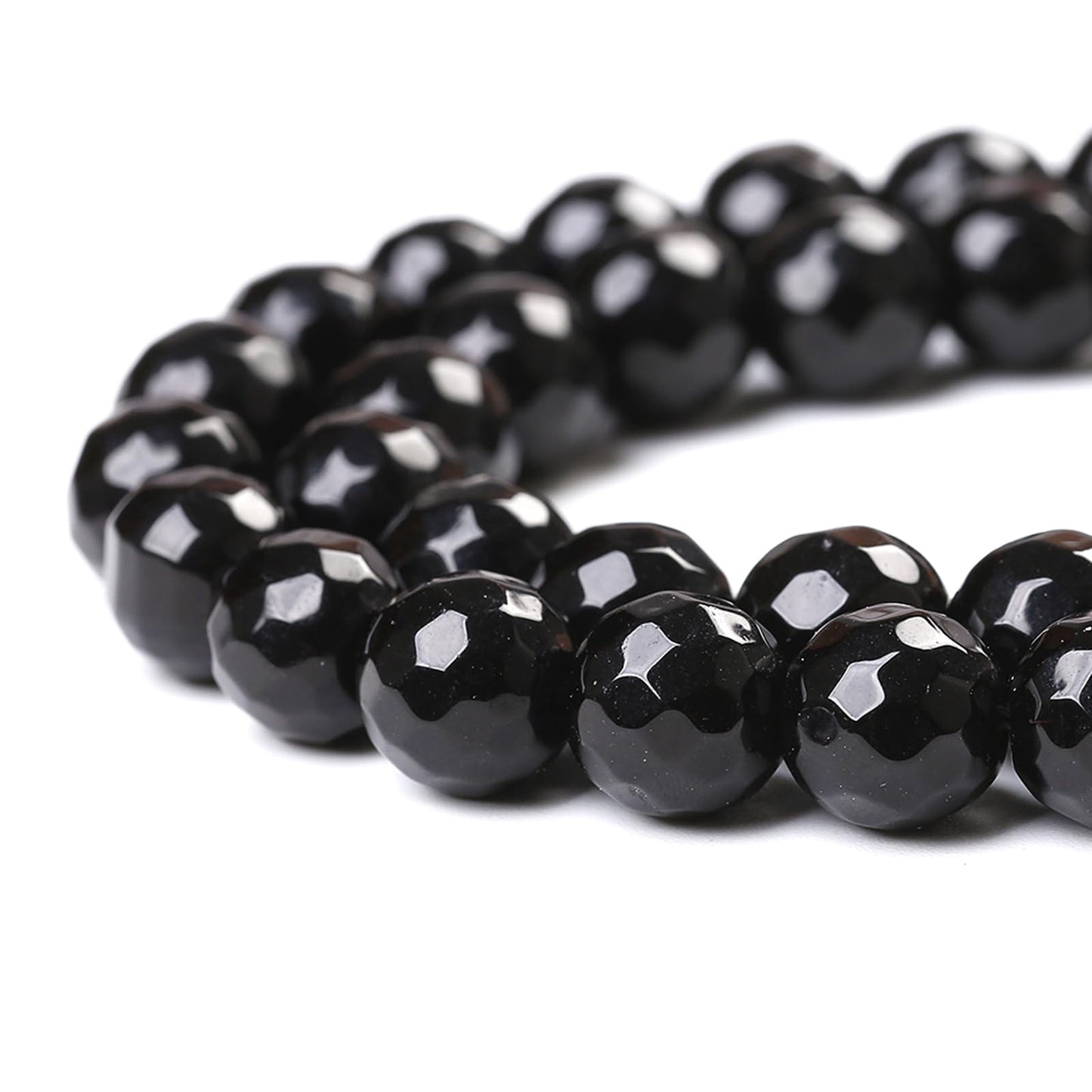 36pcs 10mm Natural Faceted Black Agate Stone Beads for Jewelry Making Energy Healing Beads DIY Bracelet Necklace Accessories 15" (10mm, Faceted Black Agate)