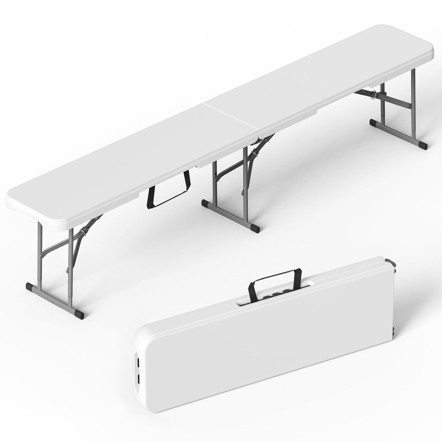 VSOAEIL 6 Foot Folding Bench, Portable Plastic Folding Bench Seat, Foldable Seat for Indoor Outdoor Picnic Camping Dining, Soccer Garden Multipurpose Entertaining Activities, White