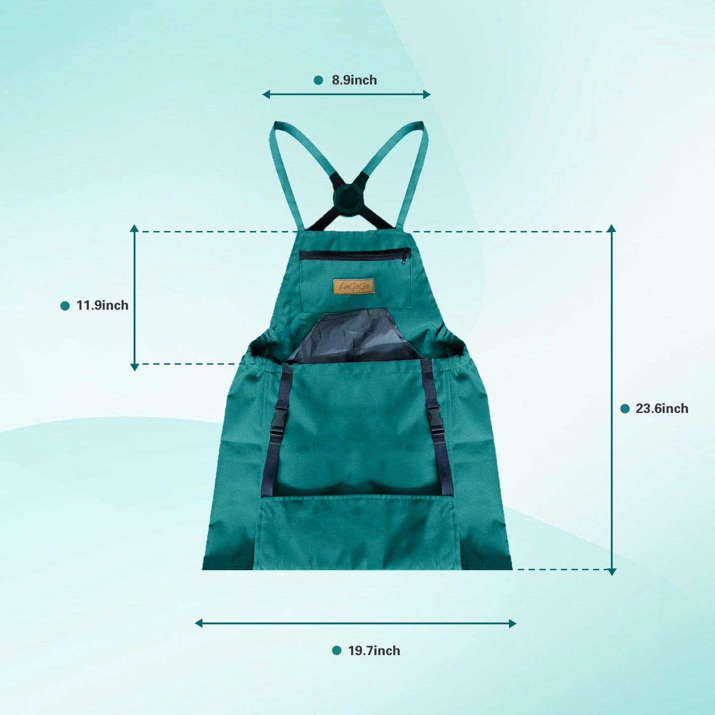 Lingogo Direct Gardening Apron with Harvesting Pouch for Women/Men, Adjustable Cross Back，Zippered Phone Pocket - Great Gift