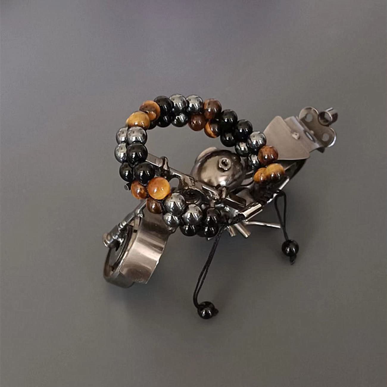 WEFRIN Triple Protection Bracelet for Bring Luck and Prosperity Hematite Black Obsidian Tiger Eye Stone Bracelets for Men Women, Beaded Buddha Rope Uni Bracelet (2pcs)(A(1))
