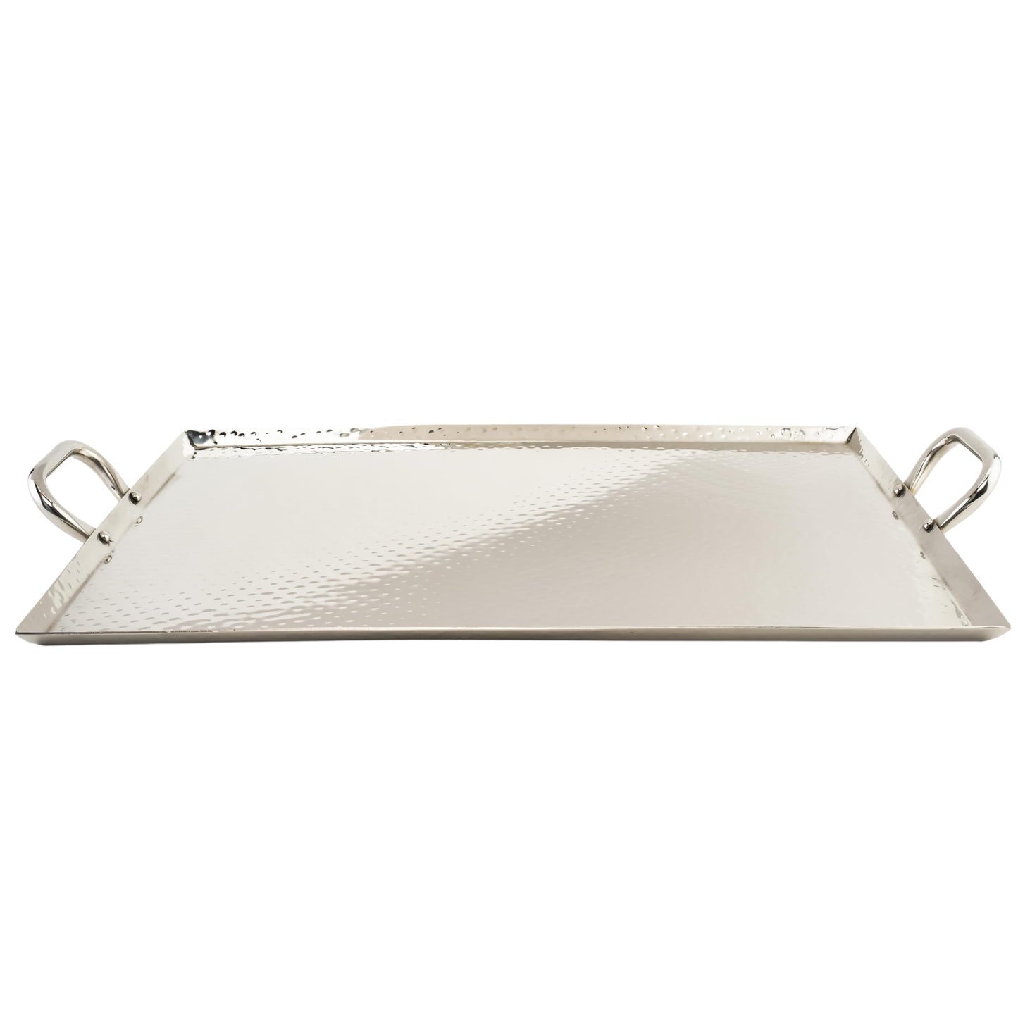 G.E.T. SSTPD-1915-MP Heavy-Duty Metal Serving/Ottoman Tray with Handles, 19" x 15", Mirror Polished Steel