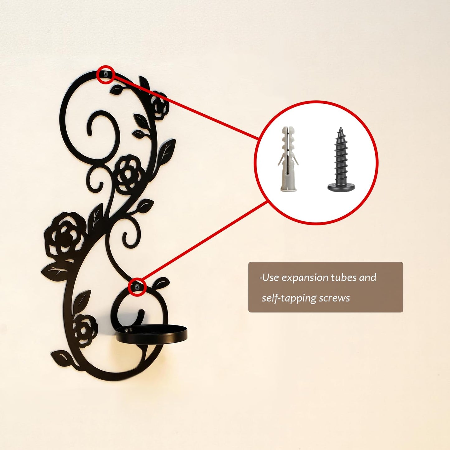 OYEFLY 2 Pcs Wall Sconces Candle Holder (Black)