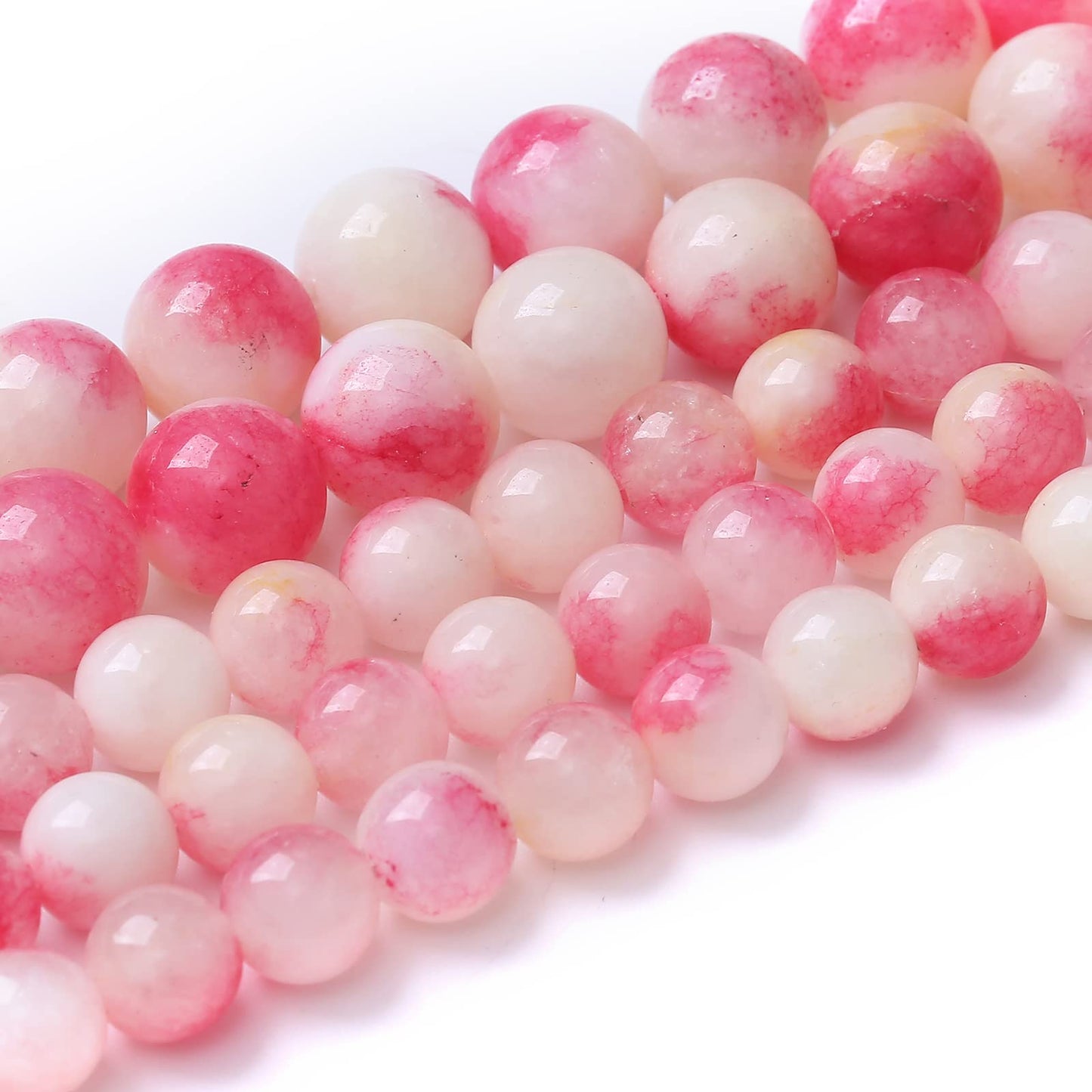 10mm 36pcs Natural Pink Tourmaline Jade Stone Beads for Jewelry Making DIY Bracelet Necklace Accessories 15" Energy Healing Power Stone Beads (Pink Tourmaline Jade, 10mm)