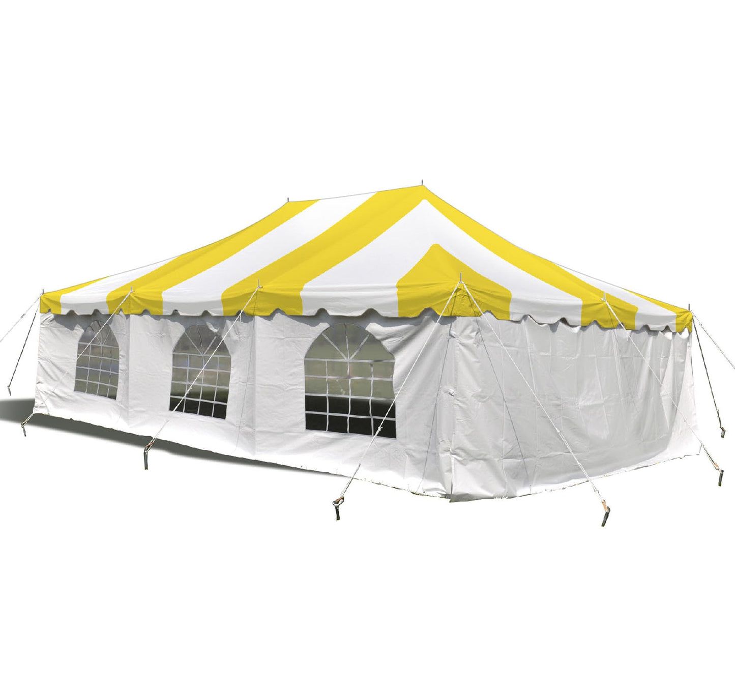 Party Tents Direct 20'x 30' Weekender Canopy Pole Tent with Sidewalls - Easy Up Canopy Tent with 120 Person Capacity - Outdoor Canopies for Parties, Weddings, and Events (Yellow/White)