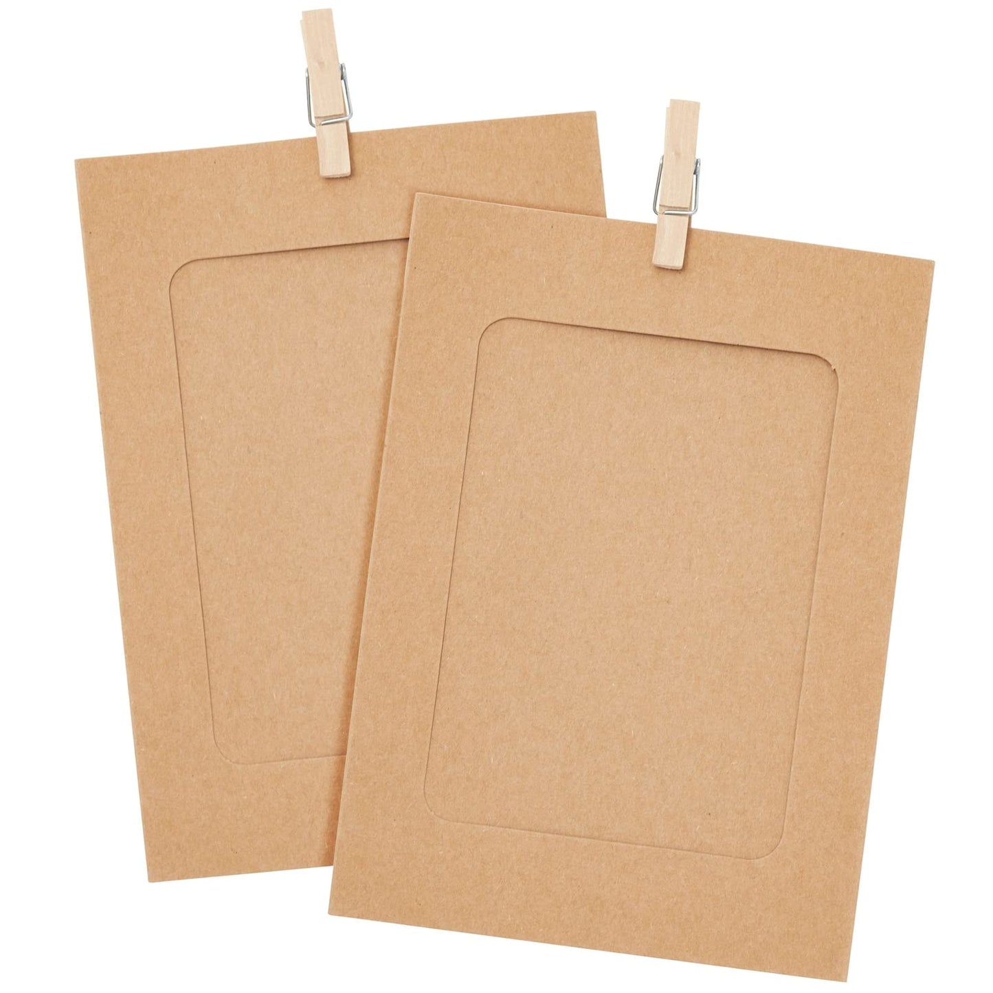 Juvale Paper Photo Frames Hanging Kit - 4x6, Brown, 50 Pack, Rustic Eclectic - Bulk Picture Frames & Photo String with Clips