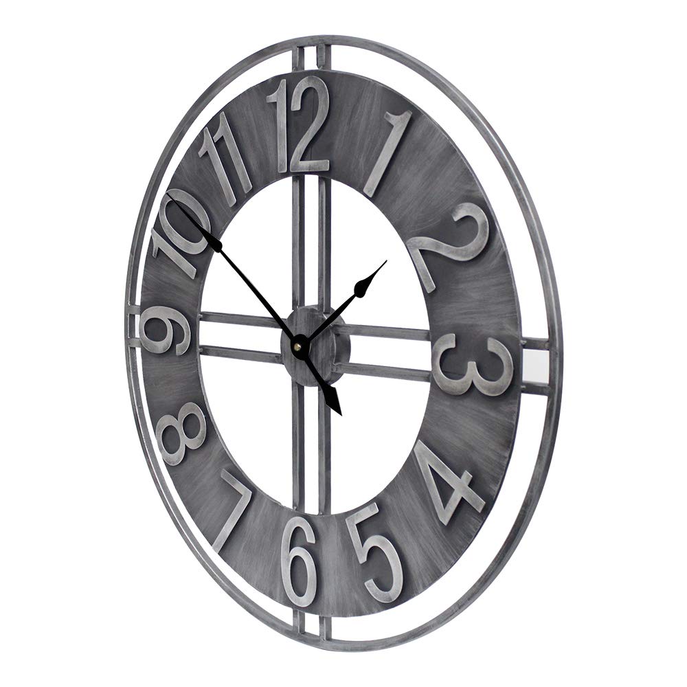 YIDIE 30 inch Large Wall Clock Decorative Solid Metal Retro Decor for Home Farmhouse Living Room