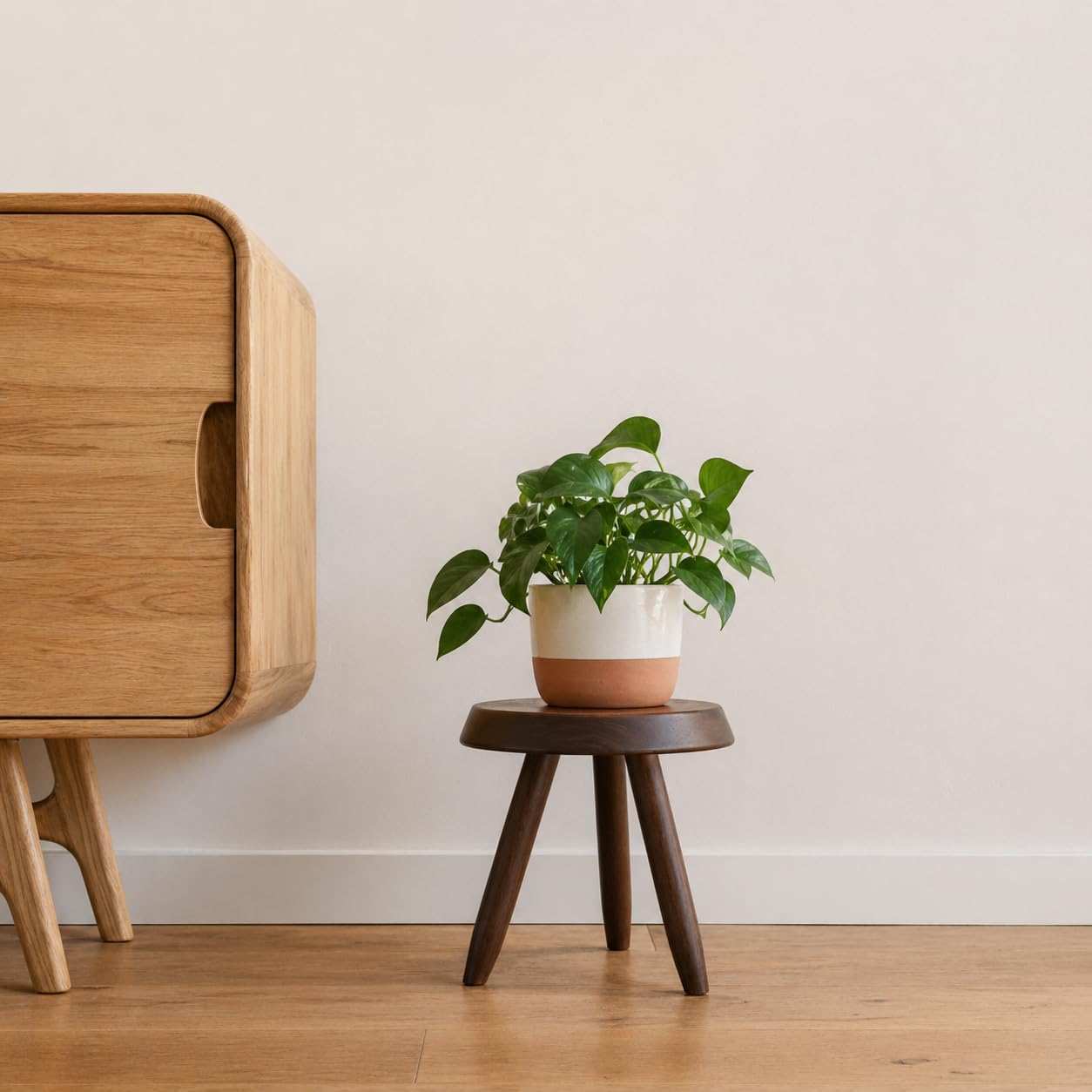 Tabouret Walnut Stool – Handcrafted Hardwood Seating Inspired by Charlotte Perriand, Artisan-Made Small Side Table, Nightstand, Footstool, or Plant Stand – Premium Walnut Finish