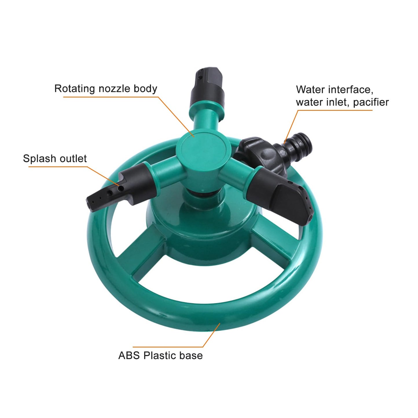 Vbvbip 360° Round Base Lawn Sprinkler - Adjustable Rotating Sprinkler for Yard, Garden Irrigation with Water-Efficient Spray Patterns