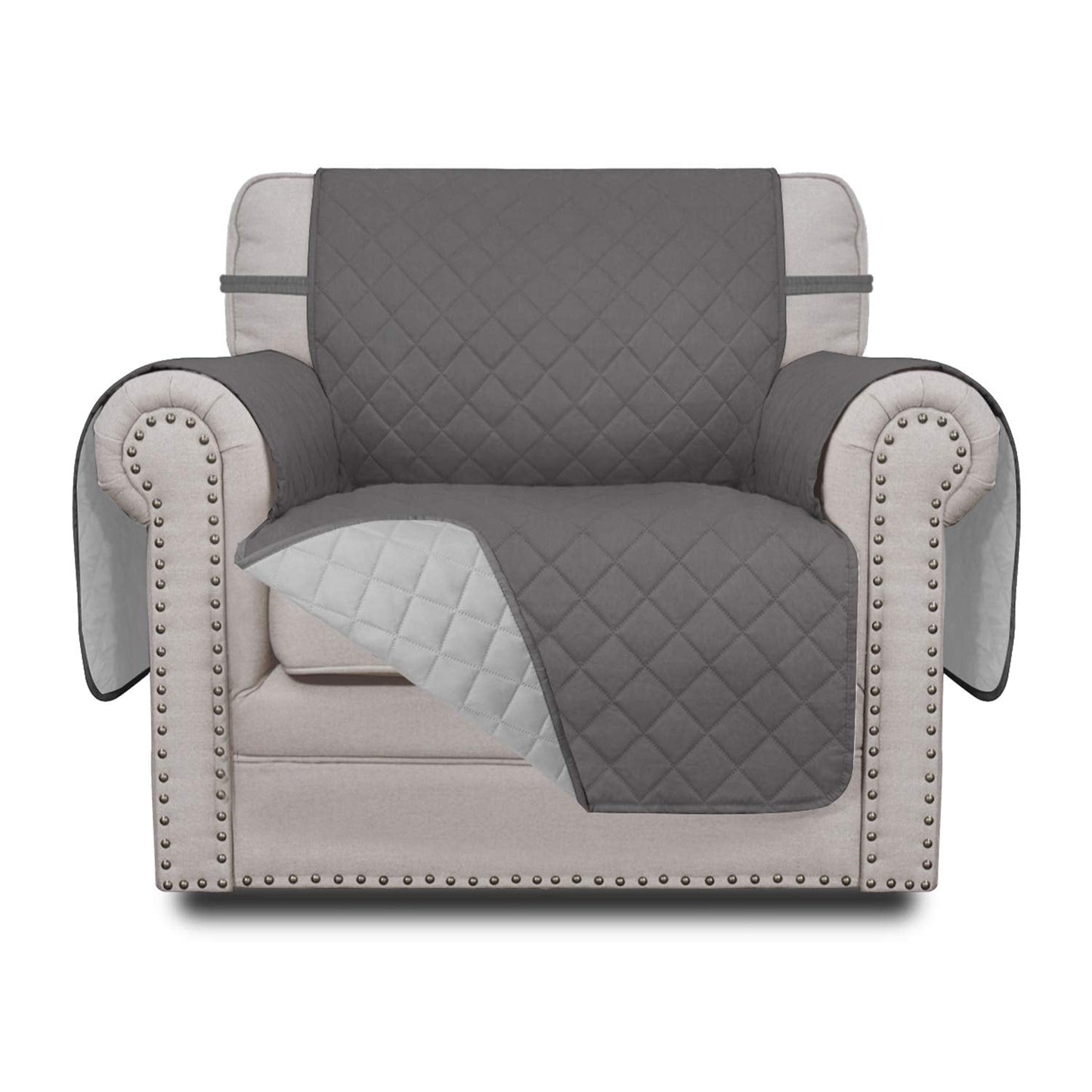 Easy-Going Chair Sofa Slipcover Reversible Sofa Cover Water Resistant Couch Cover Furniture Protector Cover with Elastic Straps for Pets Kids Children Dog Cat (Chair, Gray/Light Gray)