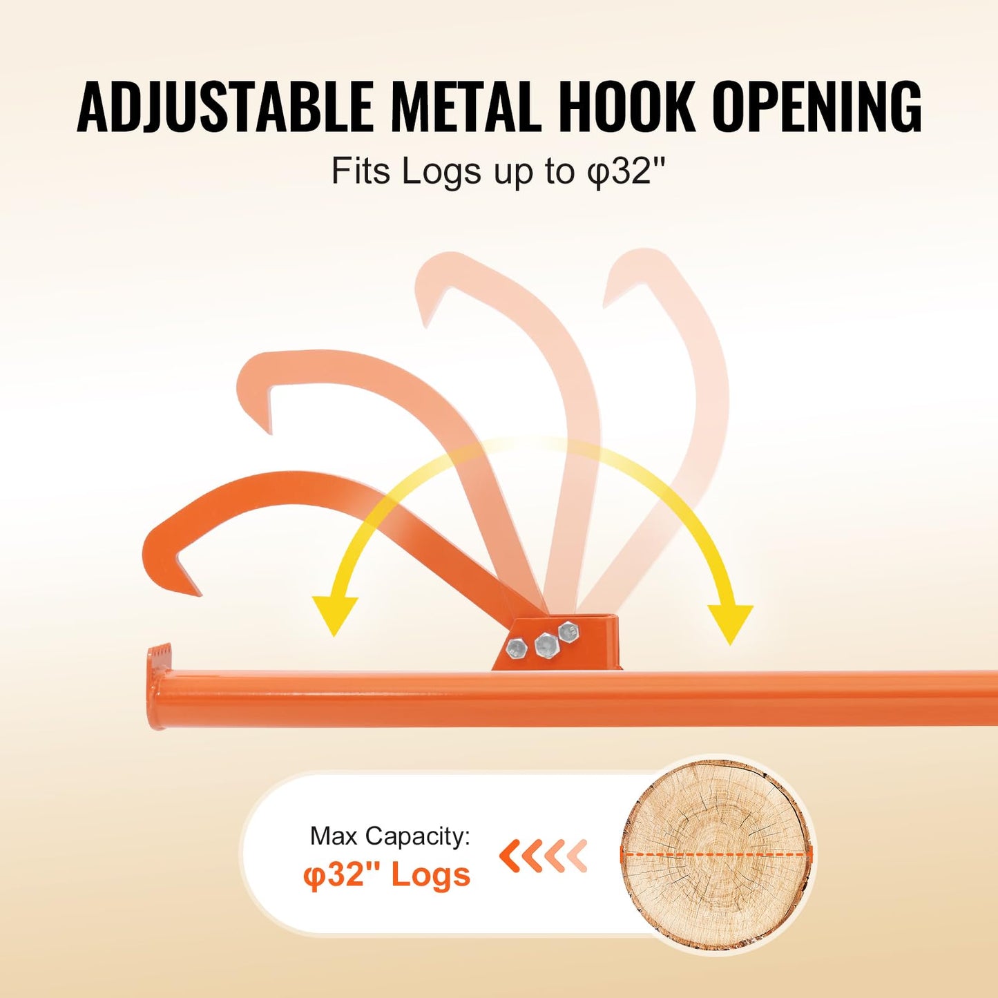 VEVOR 59'' Felled Cant Hook Logging Tool, Adjustable Heavy Duty Steel Log Roller, Log Lifter Timber Jack with Rubber Grip, Forestry Logging Tools for Lifting and Handling Logs up to 32" Dia