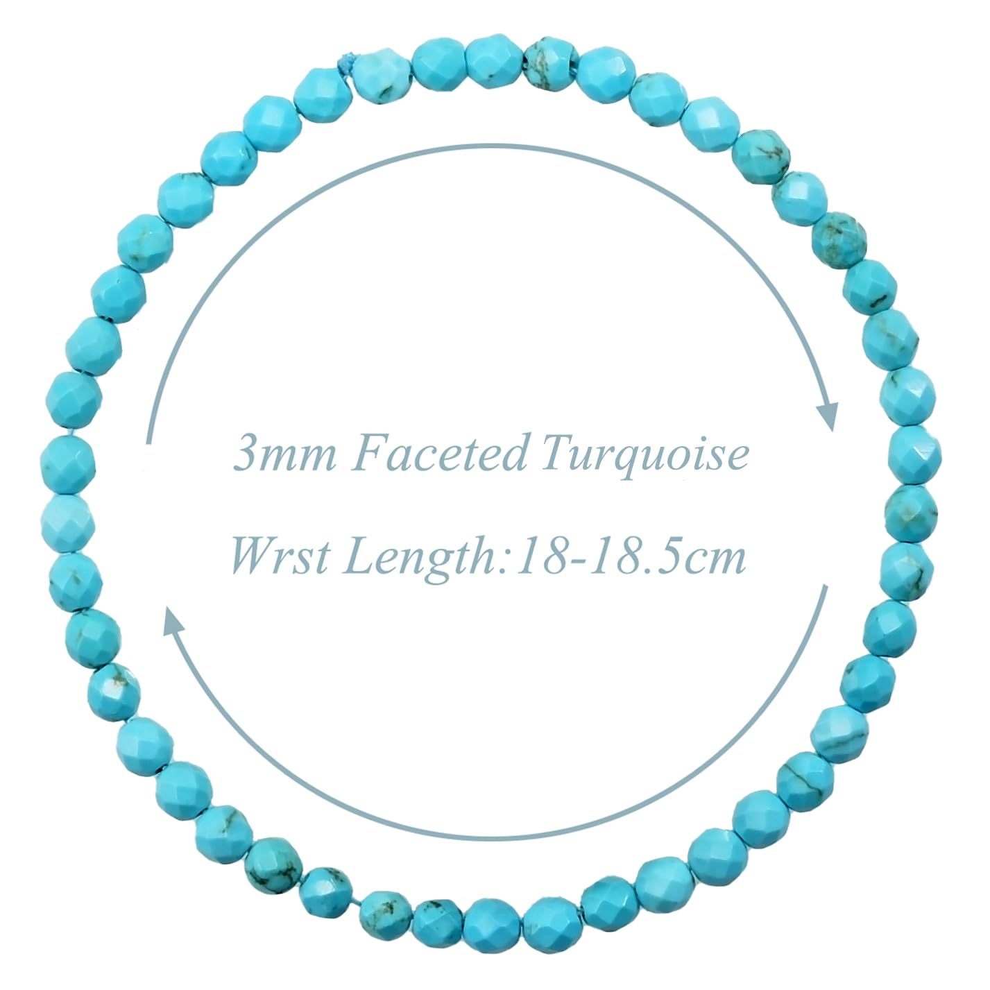 MASSIVE BEADS Natural Genuine Gemstone Beads Healing Crystal Chakra Reiki Jewelry Faceted Round Beads Bracelets (Turquoise, 3mm)