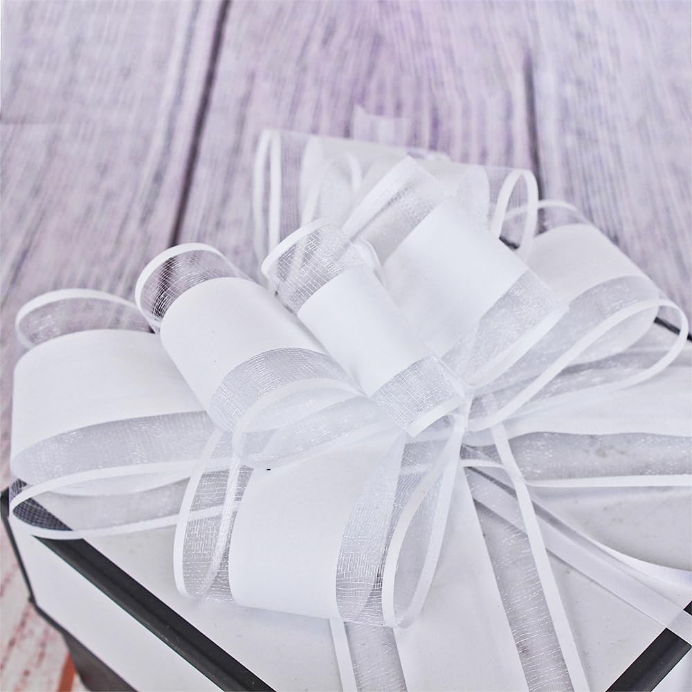 WEWILUCK White Gift Bow, Big White Pull Bows for Gift Wrapping, Wedding, Christmas, Valentine's Day, Presents, Flower Basket Decor(6 inches, 15PCS)