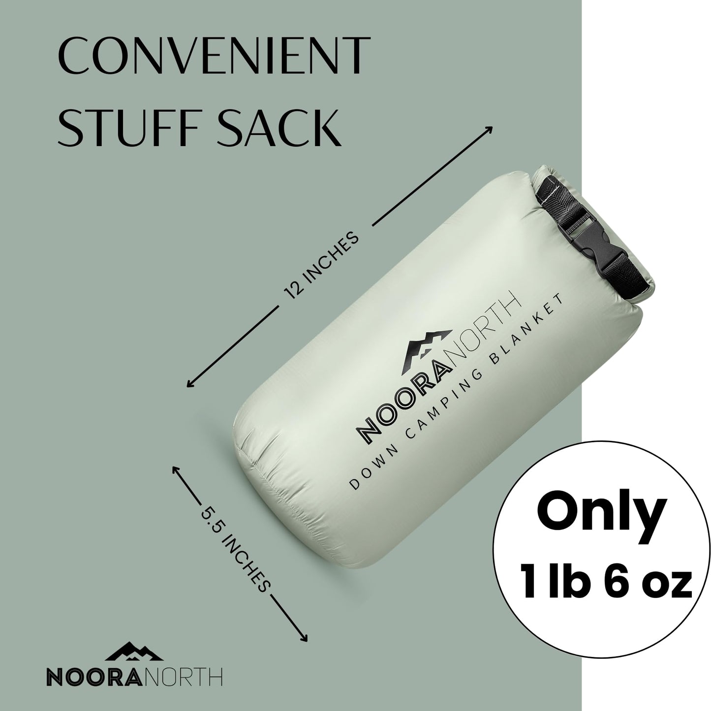 Noora North Down Camping Blanket with Footbox – Lightweight, Packable, Water Resistant Backpacking Quilt & Warm Puffy Compact Outdoor Throw – 52x77 with Stuff Sack for Stadium, Hiking & Travel
