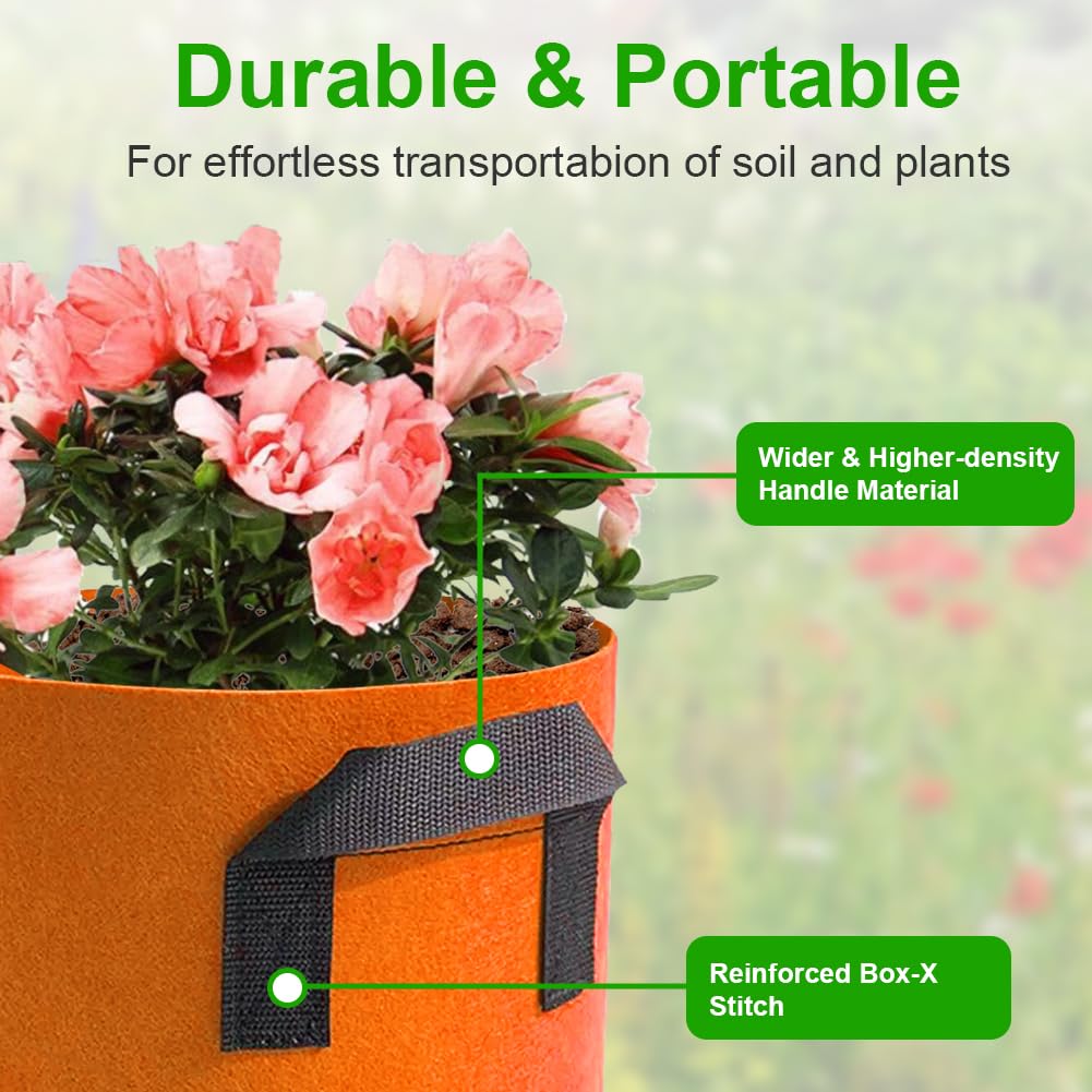 kuchisity 5 Gallon Grow Bags, 12 Pack Multicolor Fabric Plant Pot Bag with Handles Plant Grow Bags for Flowers, Fruits and Vegetables ﻿(Blue+Green+Yellow+Orange+Red+Purple)