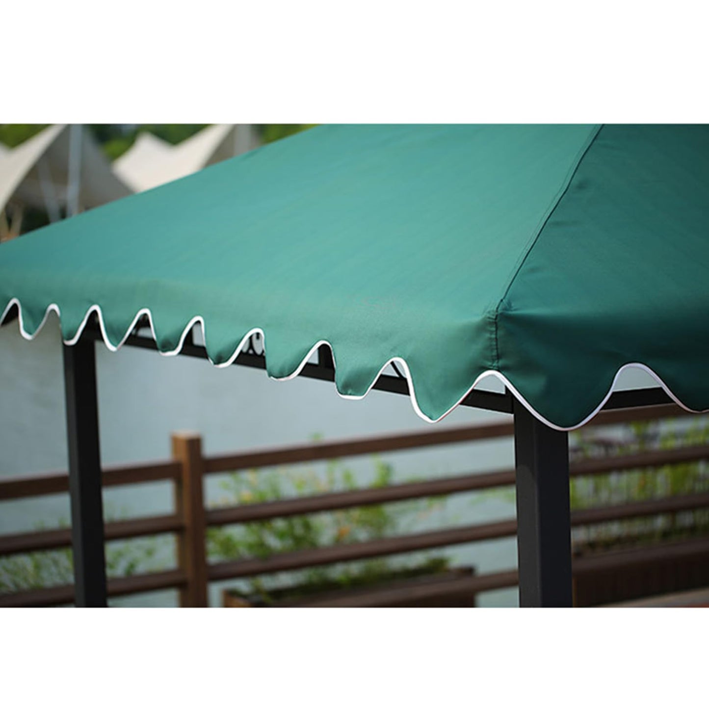 AQINGR Gazebo Canopy Top Replacement Cover 118"x118",for Smaller 10'x10' Dual-Tier, Water, Dirt, and UV Resistant Canopy Replacement Cover, 2 Tier Design with Scalloped Edge(Green Scalloped Edges)