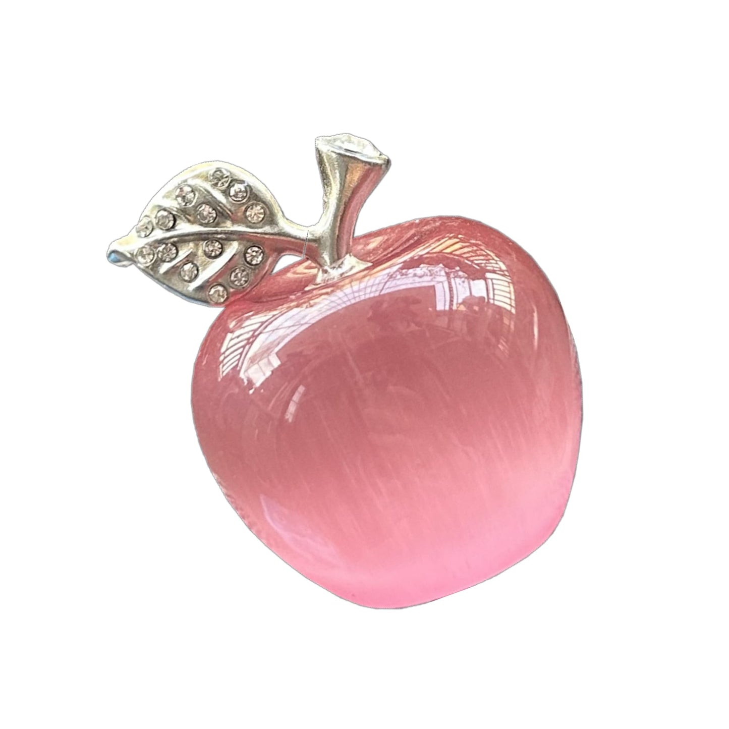 Sunshcat Pink Cat's Eye Stone 1.18 Inchs Apple Crystal and Healing Stone Statues,Room Decoration Christmas Decorations Thanksgiving Gifts Office Gifts Collectibles