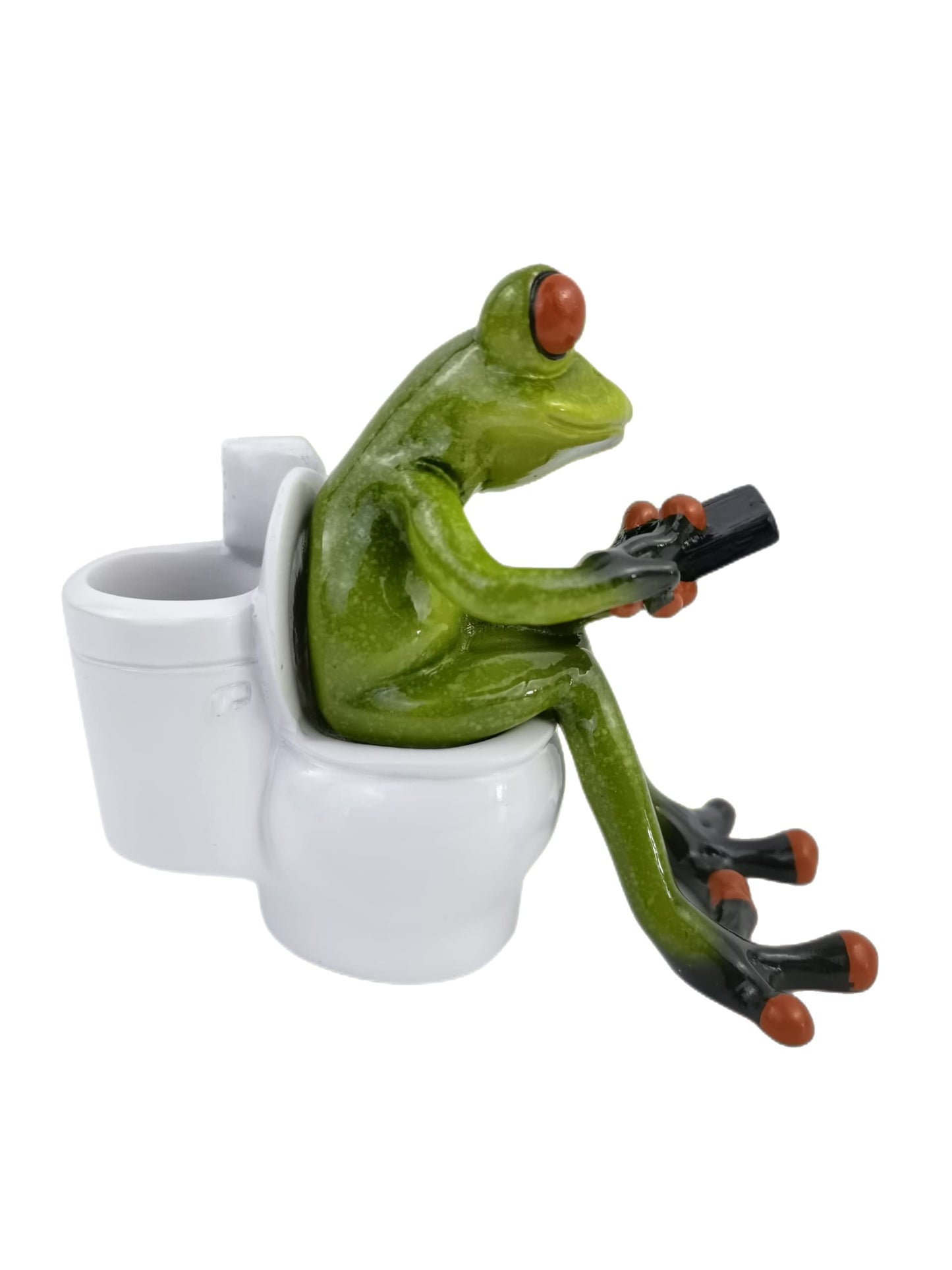 VVGIFTS Frog Figurines Decor Funny Cute Craft Resin Frog Sculpture Statue for Home Office Desk Tabletop Bathroom Decoration, Ornament Gift (Frog Sitting on Toilet)