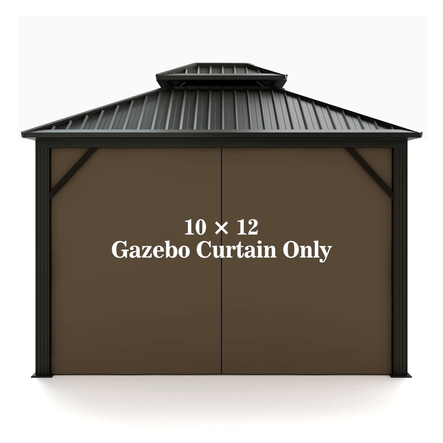 Gazebo Universal Replacement Privacy Curtain – Hugline 10' x 12' Gazebo Side Wall Outdoor Privacy Panel with Zipper (Brown)