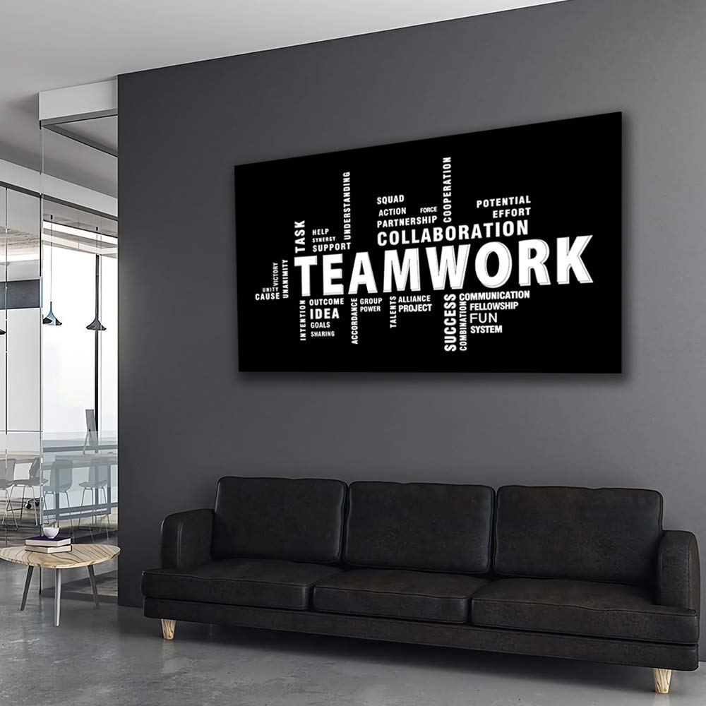 Teamwork Canvas Wall Art - Large Framed Motivational Quotes Artwork Modern Home Decor - Inspirational Posters Decor For Office Framed Ready to Hang