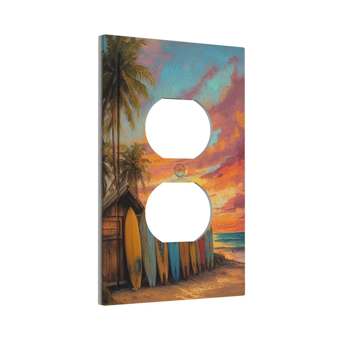 Decorative Art Light Switch Covers Sunset Surfboards 1 Gang Single Duplex Outlet Wall Plate Switchplate Electrical Faceplate for Home Decor