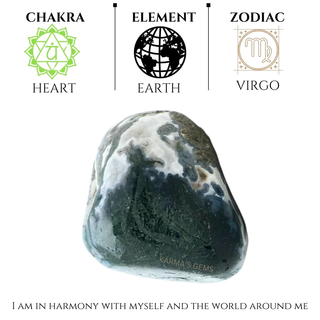 Karma Gems Moss Agate Tumbled Stones Natural Crystal Kit for Reiki Healing Crystal Polished, Tumble Stones, Chakra Balancing, Reiki Gift, Home Decor (15-25 MM)