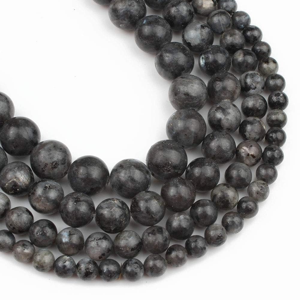 Yochus 45pcs Polish Black Larvikite Beads，8mm Healing Power Natural Stone Smooth Round Loose Gemstone Beads for Jewelry Making Earring Necklace DIY Crafts
