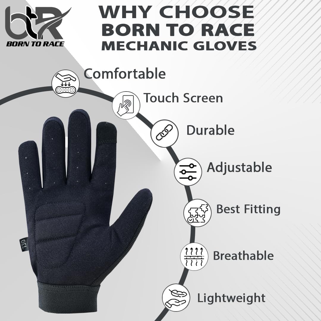 BTR BORN TO RACE Mechanic Work Gloves Havy Duty Touchscreen Safety Welding Power Tools Construction Work Gloves (XL)