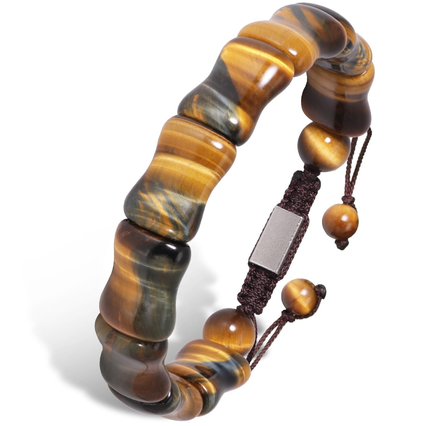 GALKCRST Tigers Eye Bracelet Men Protection Bracelet for Men, Unique Yellow Blue Tiger Eye Bracelet Natural Stone Handmade Jewelry Mens Beaded Bracelet