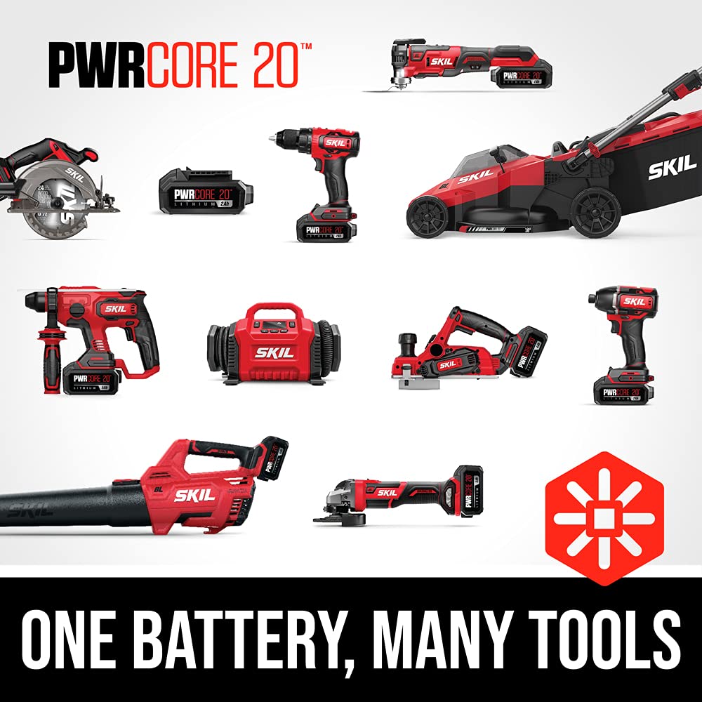 SKIL PWR CORE 20 Brushless 20V 12'' Handheld Lightweight Chainsaw Kit with Tool-free Chain Tension & Auto Lubrication, Includes 4.0Ah Battery and Charger-CS4562B-10
