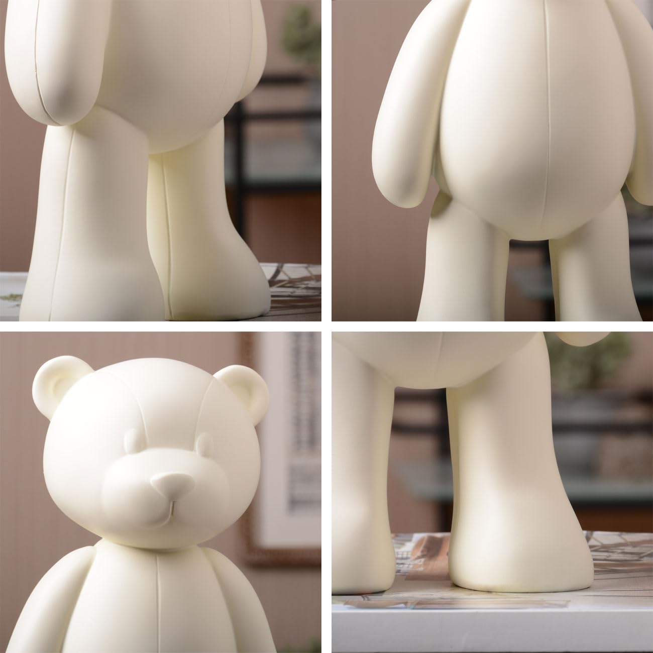 NENBOLEC Bear Sculpture Statue Animal Figurine Gift Home Decor Modern Art for Living Room Bedroom Polyresin White 12 Inch